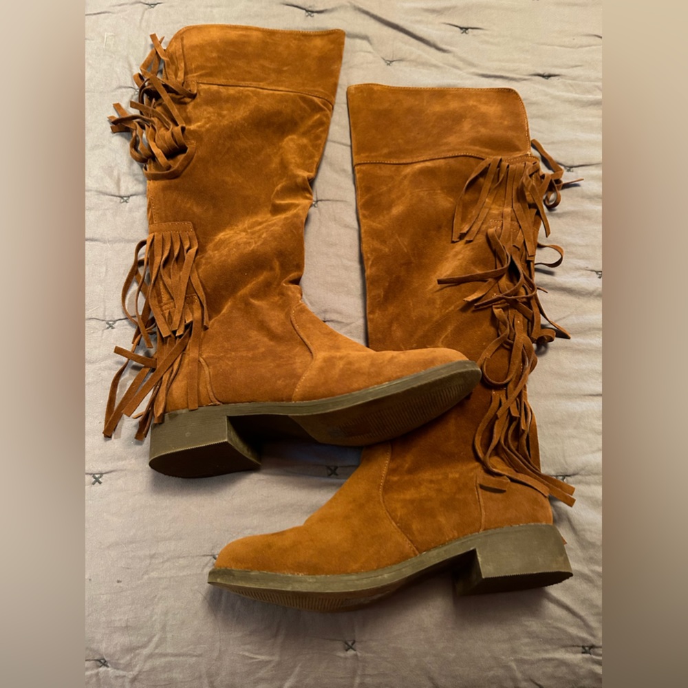 Knee High Fringe Boots